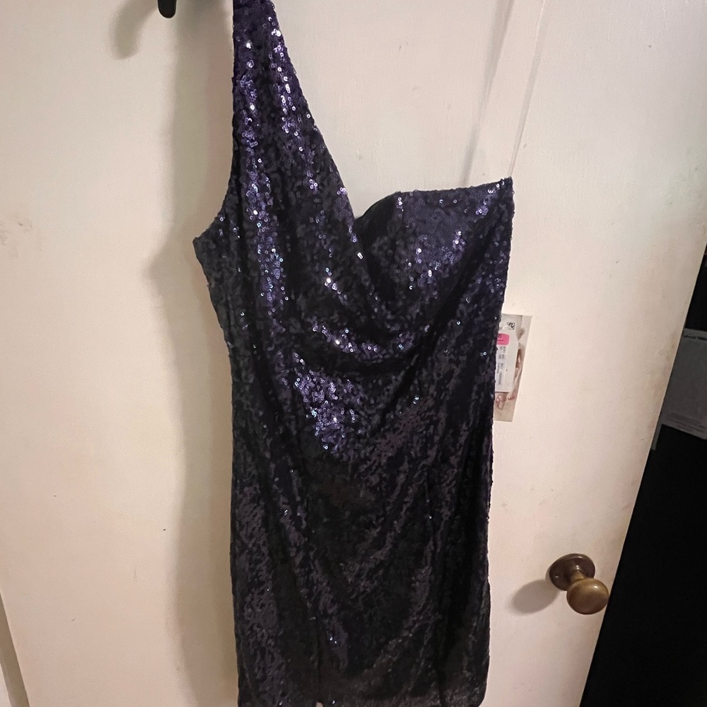 Dsrk blue sequin off the shoulder formal dress. Never worn.